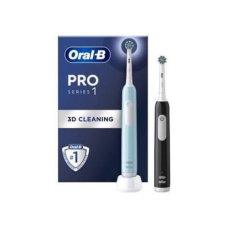 Szczoteczka elektryczna do zębów Oral-B Pro Series 1 Duo, ładowana, dla dorosłych, 2 głowice, 3 tryby czyszczenia, niebiesko-cza - 2